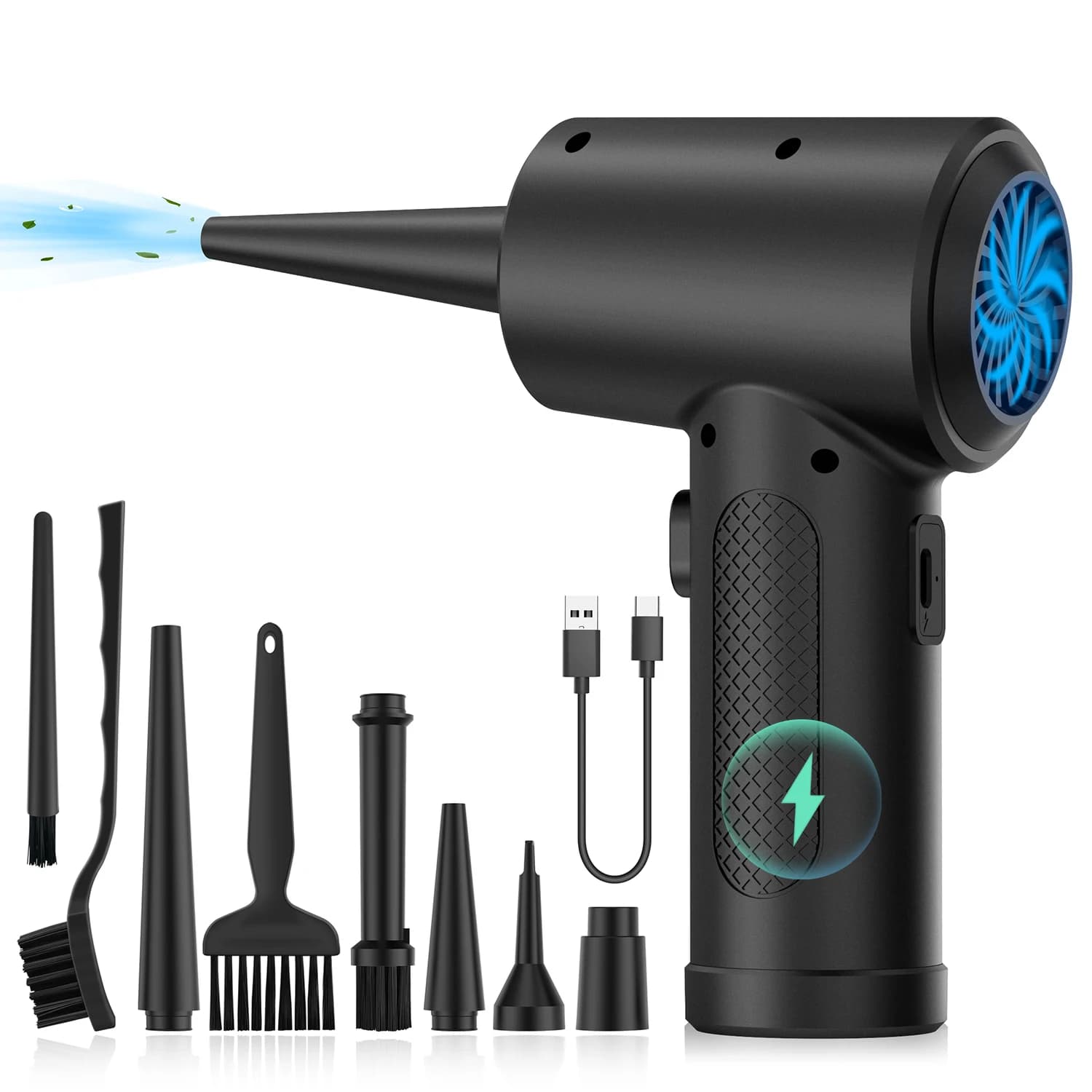 Electric wire-free compressed air blower, C type air blower for computer keyboard, cleaning gadget for PC