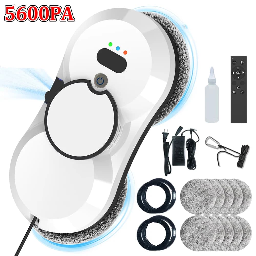 5600PA Window Cleaner Robot Electric Remote Fall Proof Remote Control With Auto Water Spraying For Home Robot Vacuum Cleaner