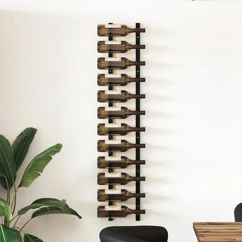 Wallmounted Bottle Rack for 12 Bottles Black Iron Suitable for Modern Style Living Rooms and Dining Rooms