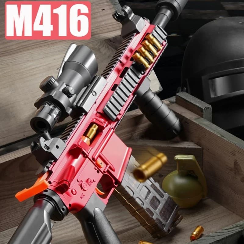 M416 Barrett Shell Ejection Soft Bullet Toy Gun with Automatic Return Target Classic Style Manual Toy for Boys Birthday Gift