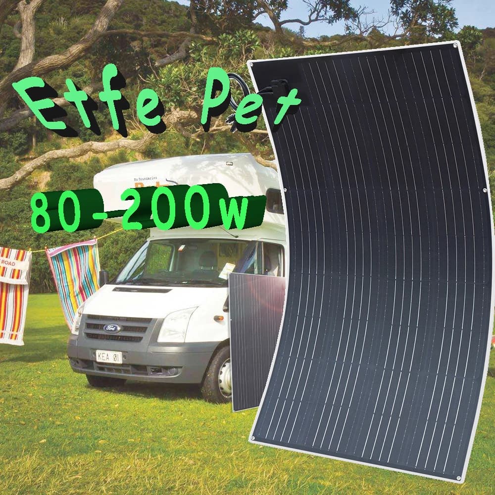 200W 150W 120W 100W 95W 80W Solar Panel ETFE PET Flexible Photovoltaic Panel 12V Battery Charger for Home Roof Camper RV Travel