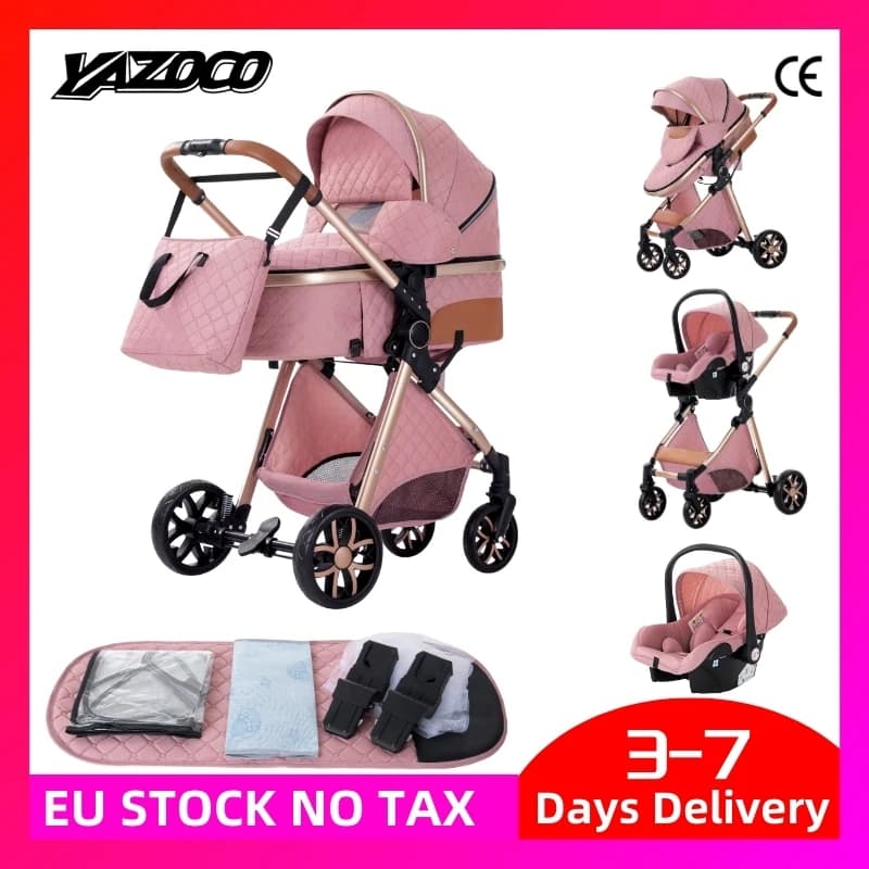 3-in-1 baby stroller travel system lightweight pram for newborns all-terrain compact foldable baby buggy Winter baby stroller