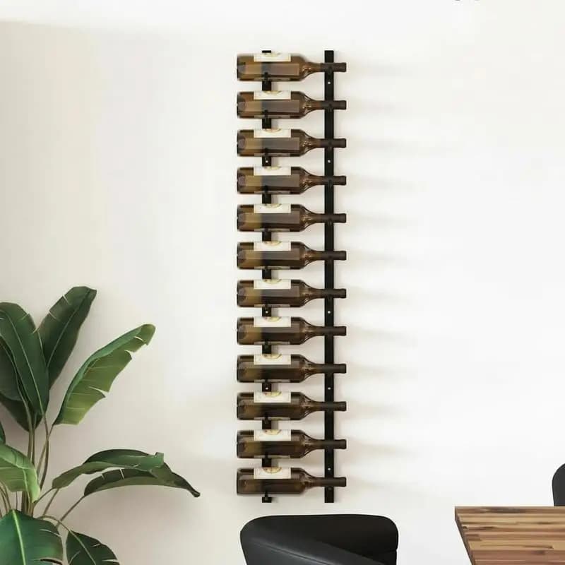 Wall Mounted 12 Bottle Wine Rack Black Iron