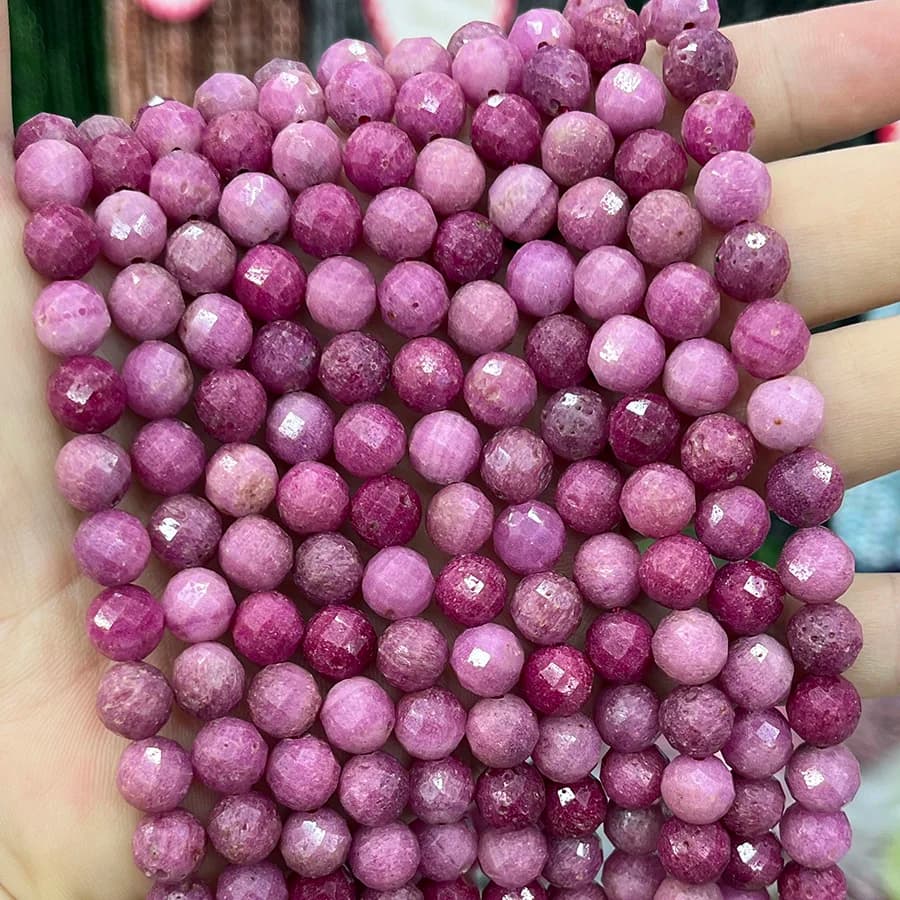 High Quality Natural Red Ruby Stone Beads Faceted Loose Spacer For Jewelry Making DIY Necklace Bracelet 15'' 8mm 10mm