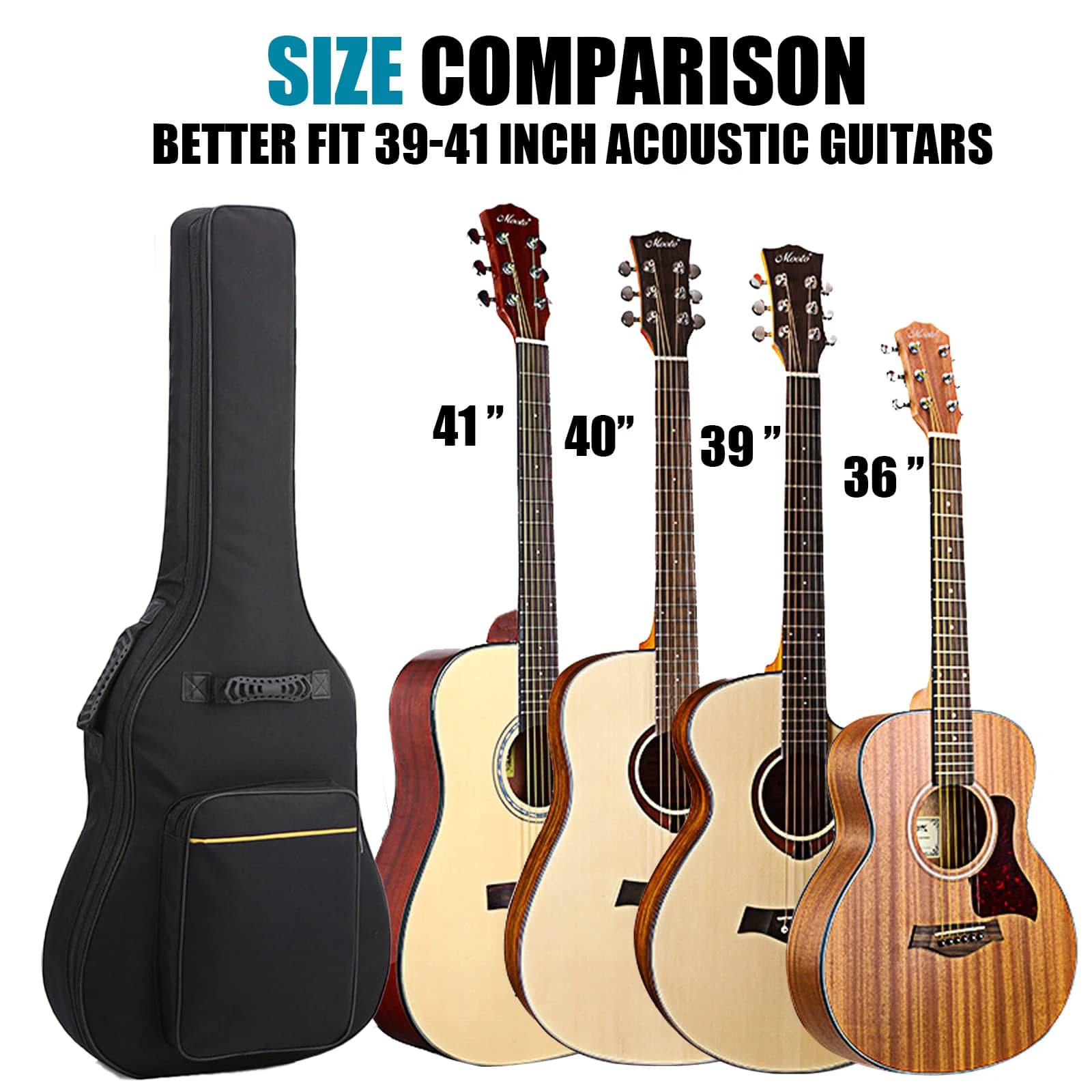 36/39/41" inch Acoustic Guitar Bag Thicken Sponge Padding Water Resistent Shoulder Strap Electric / BASS Guitar Case Dust-proof