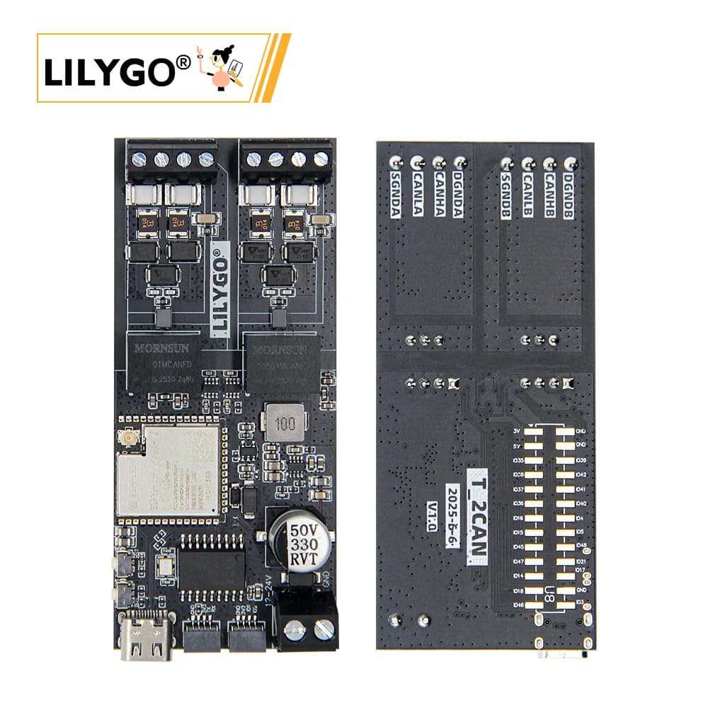 LILYGO® T-2CAN ESP32-S3 Development Board Stand-Alone CAN FD Controller with SPl Interface 16MB FLASH / 8M PSRAM Wireless Module