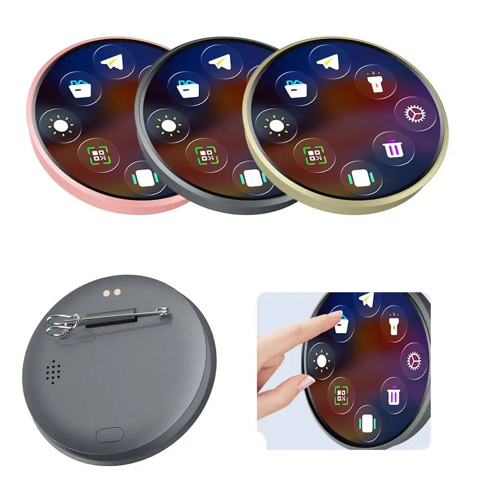 Dynamic Electronic Badge Anime Merchandise Digital Display Badge with Touch Control for Uploading Photos GIFs and Videos