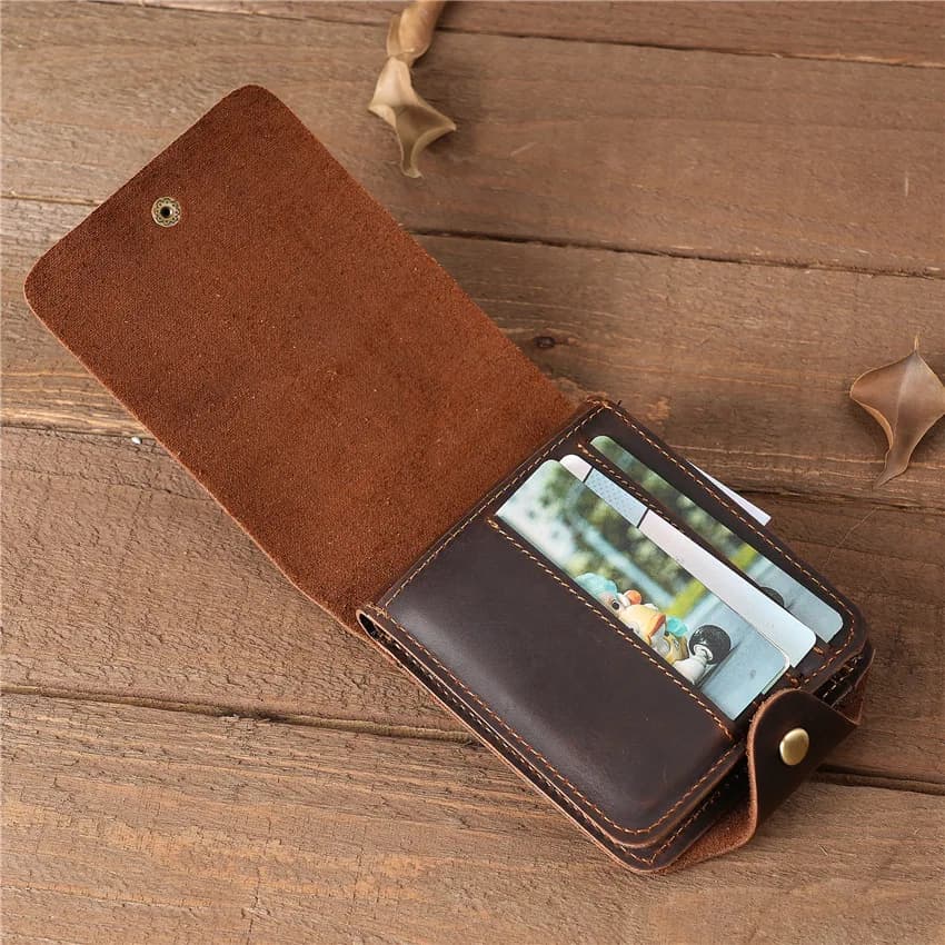 Vintage Thick Leather Personalised Men's Billfold Wallet with Hasp 100% Genuine Leather Wallet for Men Drop Shipping