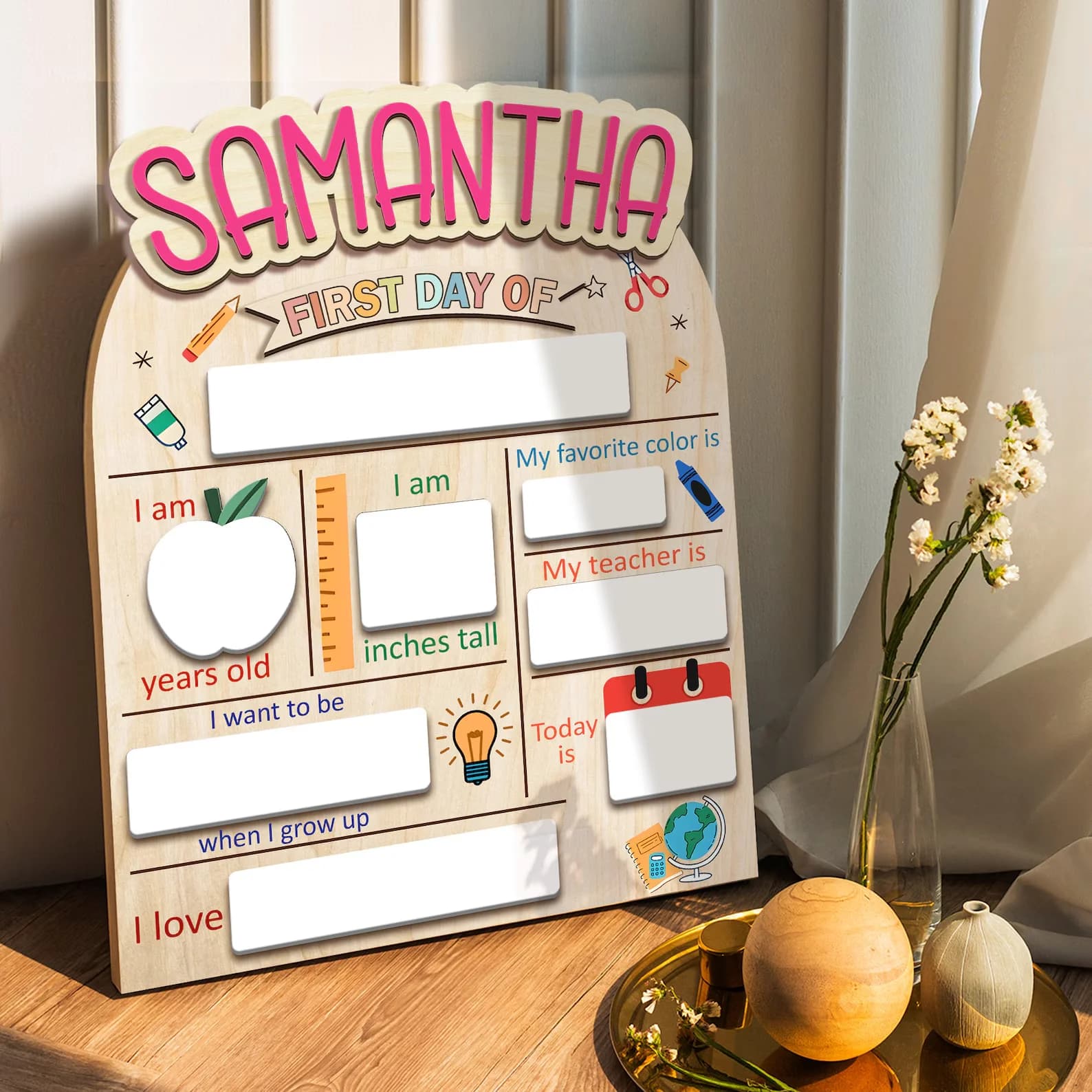 Custom First Day Of School Sign, Last Day of School Sign, Custom Name Sign, Preschool Back To School Dry Erase Sign