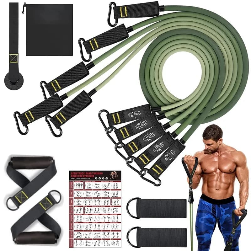 11Piece Multifunctional Resistance Bands Set Professional Fitness Elastic Rubber Workout Expander Portable Home Gym Accessories