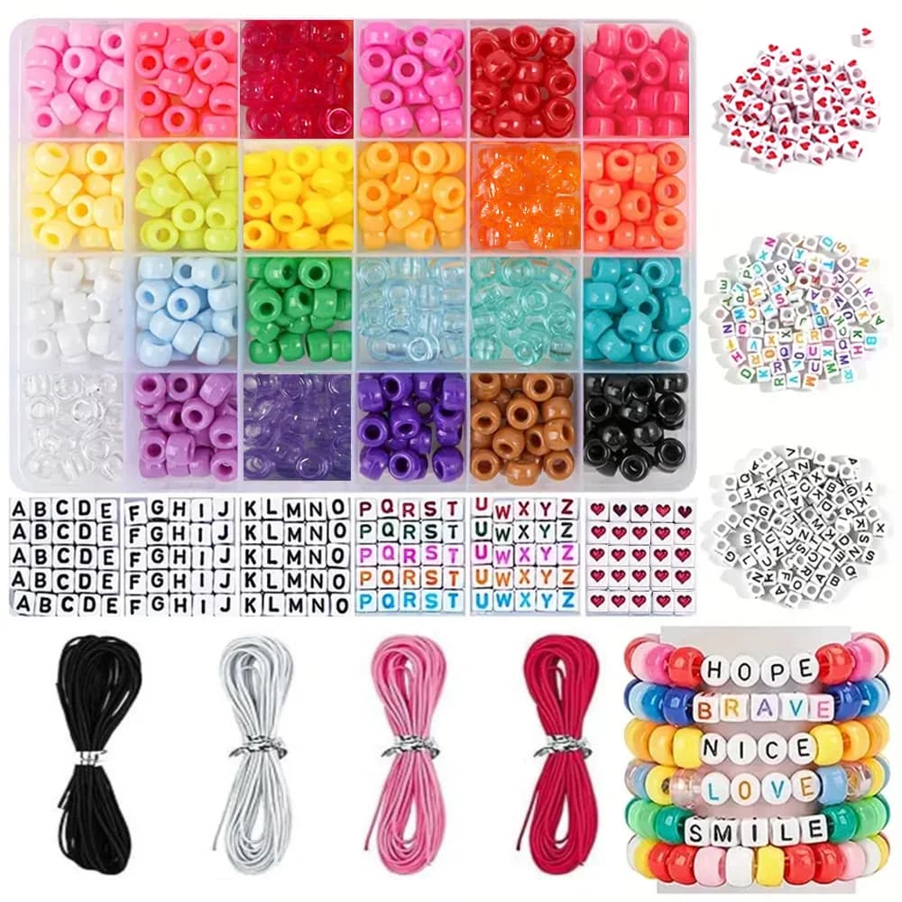 Bracelet Making Kit, Friendship Bracelet Kandi Pony Beads, Hair Beads with Letter Beads Jewelry DIY Crafts For Gift