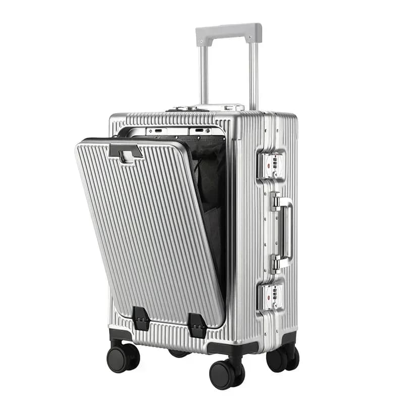 Front Opening Large Capacity Rolling Luggage Case Aluminum Frame ABS+PC Trolley Case Suitcase Boarding Case