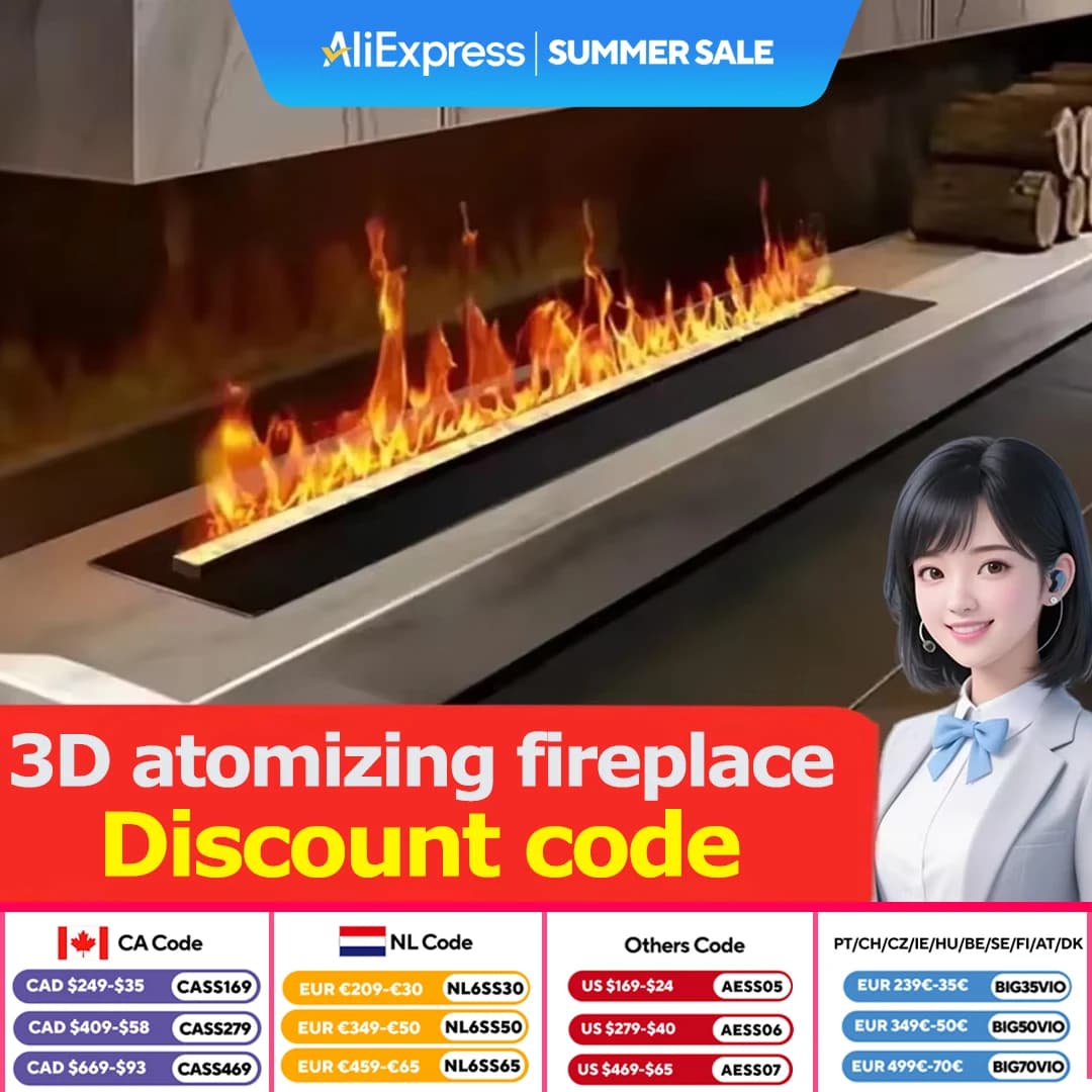 Smart Home 3D Fireplace Water Steam Humidifier LED Decorative Flame TV Wall Sound Of Firewood Cracking Vapour Electric Fireplace