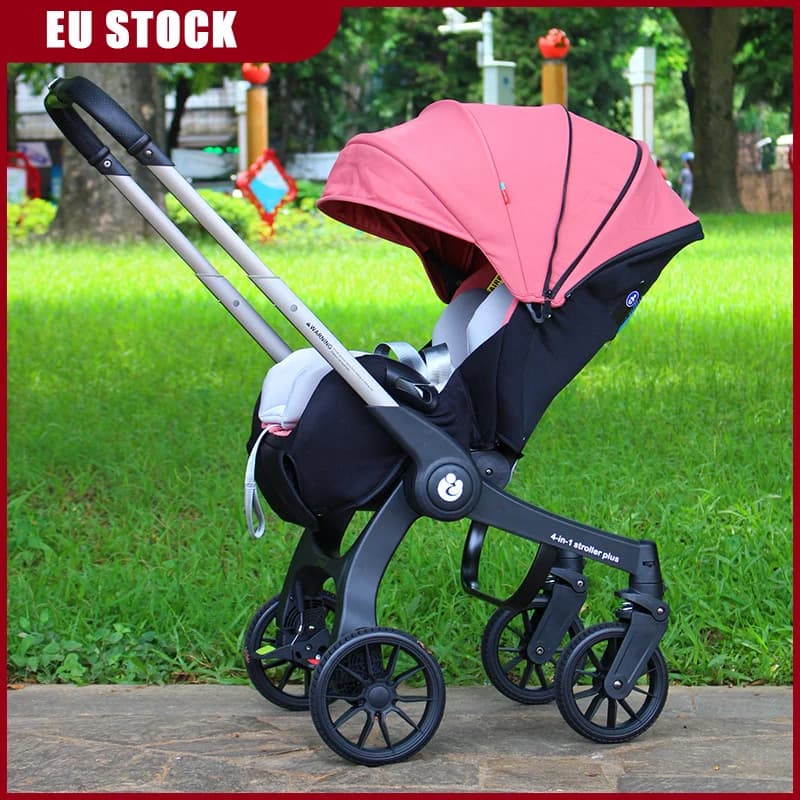 EU STOCK 4 in1 baby stroller Multifunctional newborn baby carriage Foldable Basket type seat Lightweight Travel Pram car seat