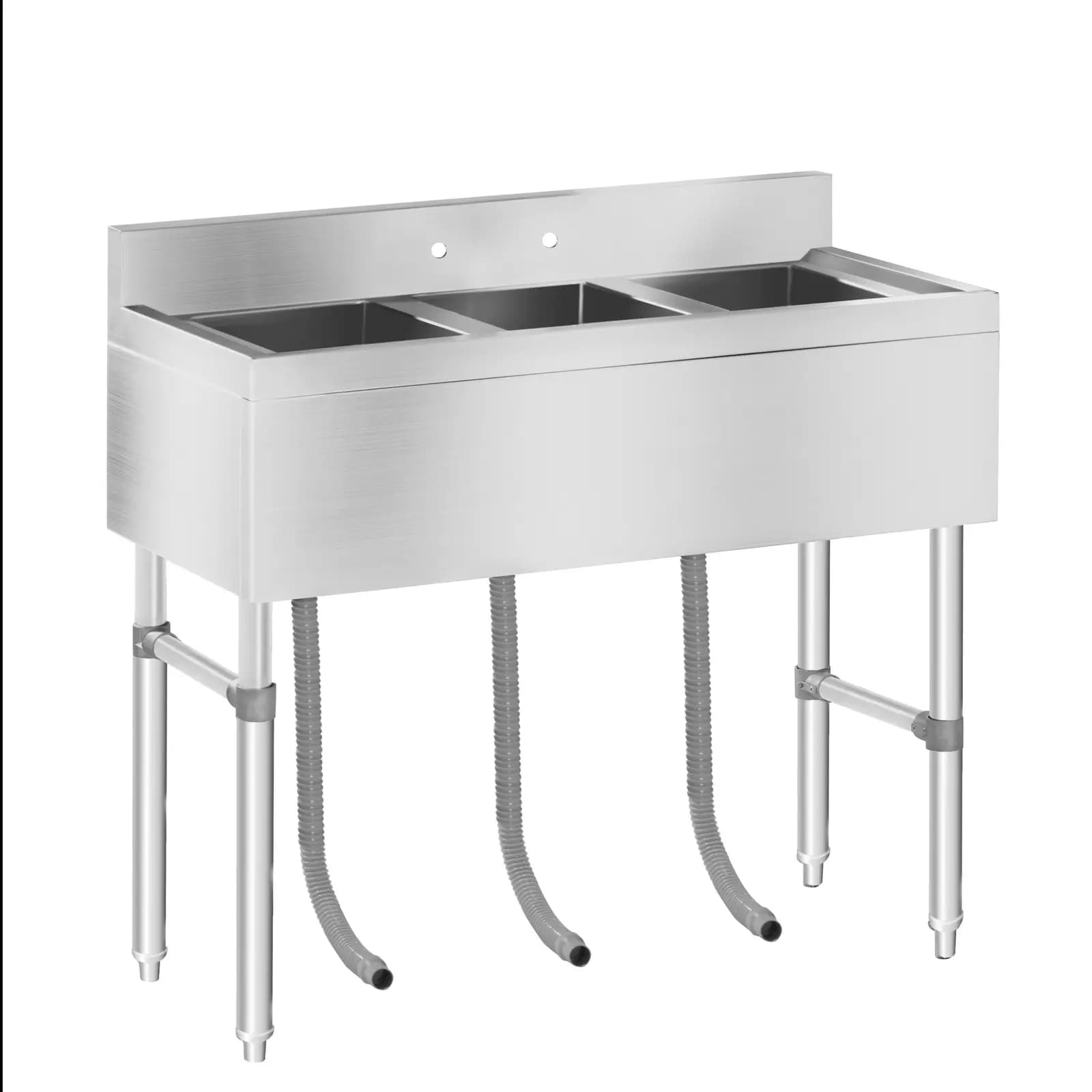 Lavello in acciaio inox industriale - 3 vasche – 100 x 50 cm | Royal Catering