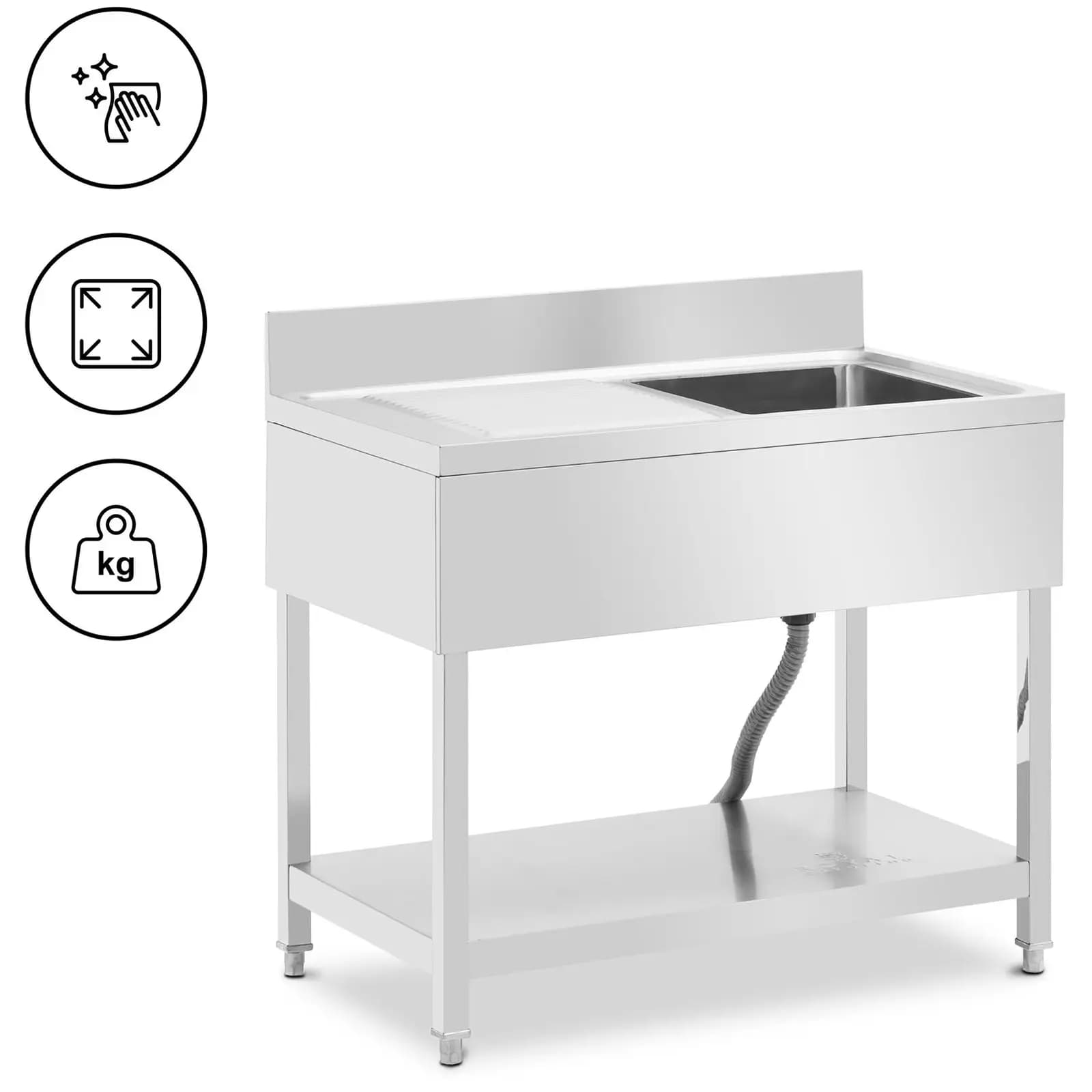 Lavello per cucina professionale - 1 vasca - Acciaio inox - 100 x 60 cm - Royal Catering