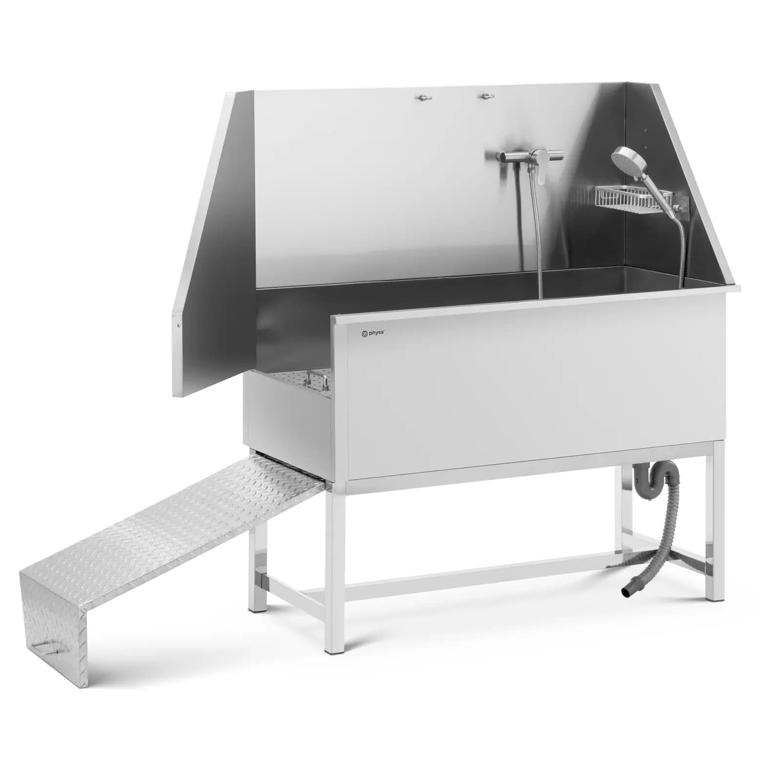 Vasca per cani - Acciaio inox - Fino a 60 kg - Con rampa di accesso | physa
