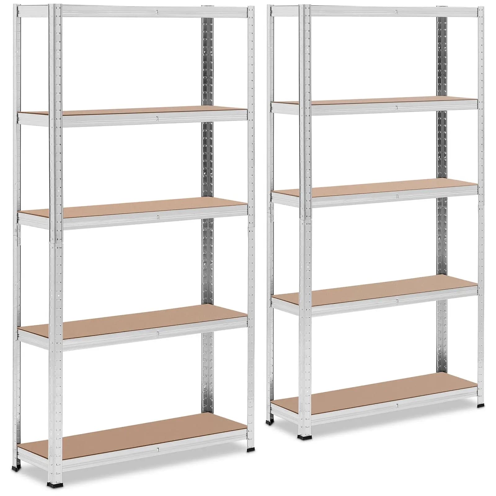 Scaffale metallico - 90 x 30 x 180 cm - 5 x 175 kg - Grigio - 2 pezzi | MSW