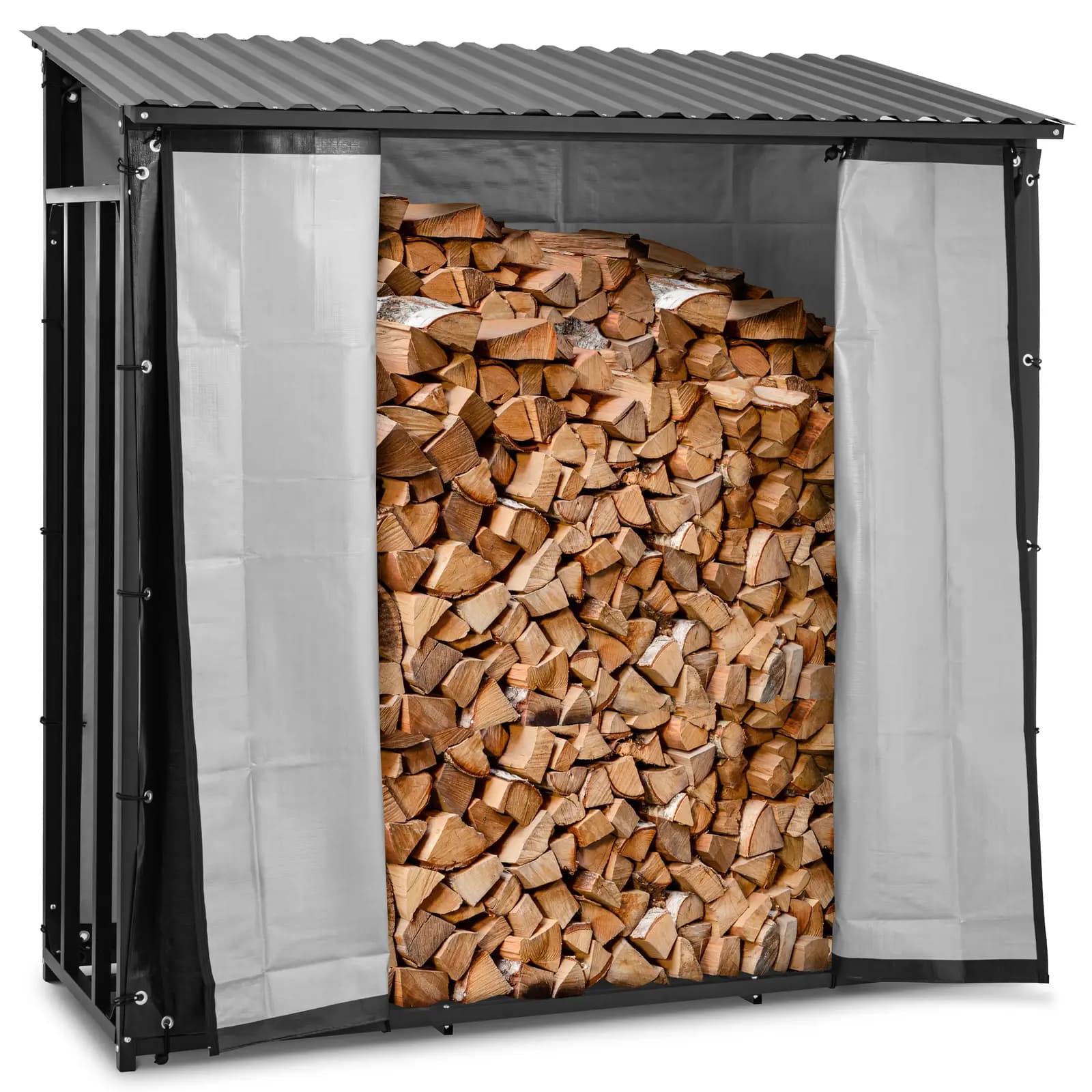 Portalegna - Con telone e tetto - 800 kg - 89 x 191 x 192,5 cm - Nero | hillvert