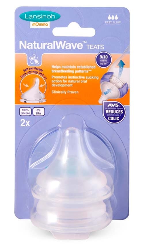 Lansinoh Natural Wave Bottle Nipple - Fast Flow 2 pcs.