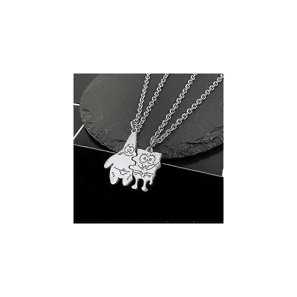 2 Pcs Sponge Necklace Best Friend Bff Friendship Cute Funny Hip Hop Pendant for Couples Friends