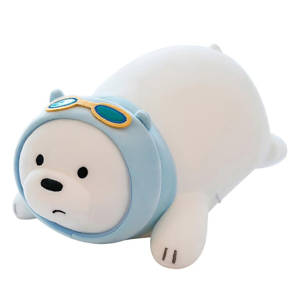 Cute Long Pillow Blue Plush Toy Glasses Bear Doll for Girlfriend Kids 50cm19.7in