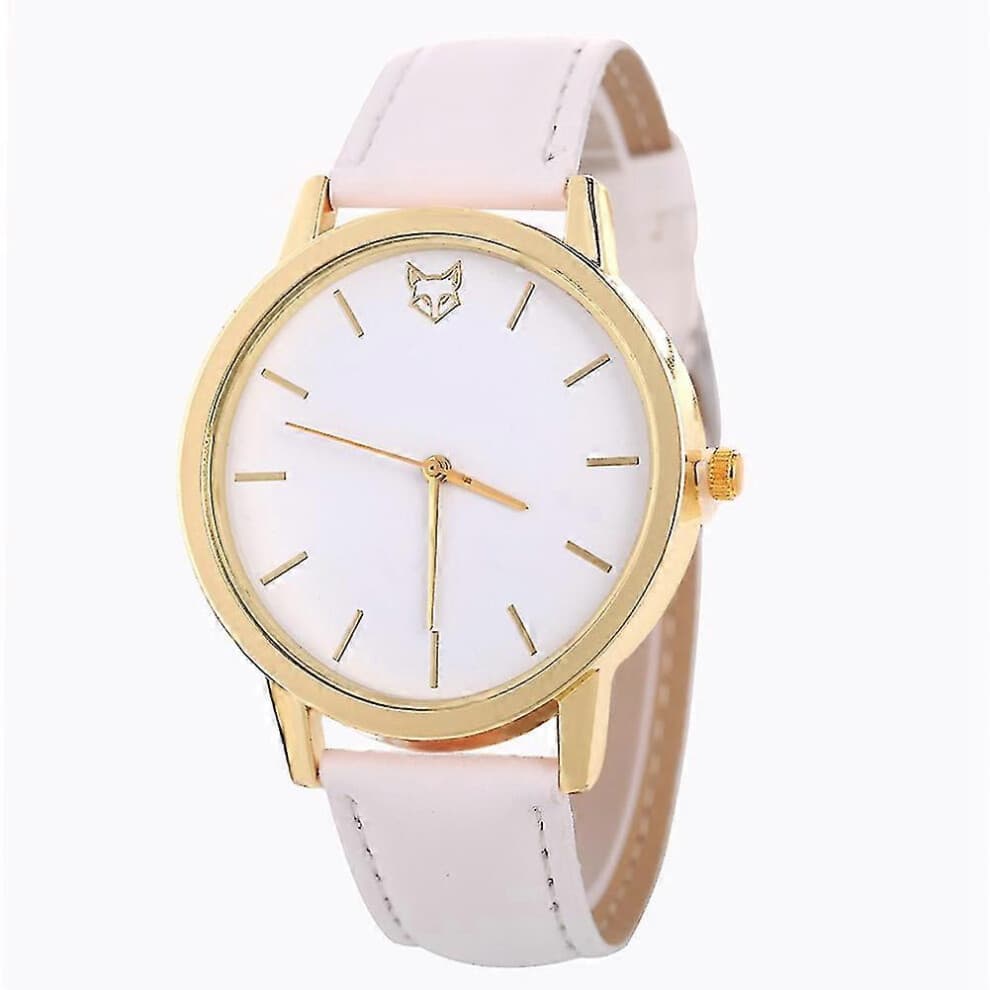 Fashion Women's Quartz Wristwatch with PU Leather Strap - White