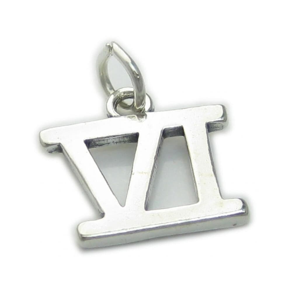 Roman Numeral Number 6 Sterling Silver Charm .925 X 1 Vi Numerals Charms - 4294