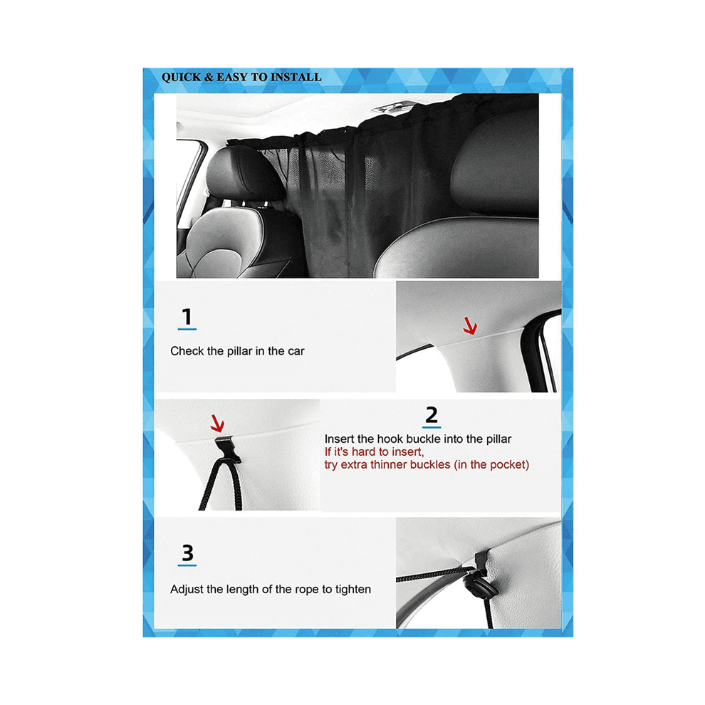 2X Car Divider Curtain Sun Shade Car Side Window Curtain Travel Nap Night Car Camping Separation Privacy Curtain