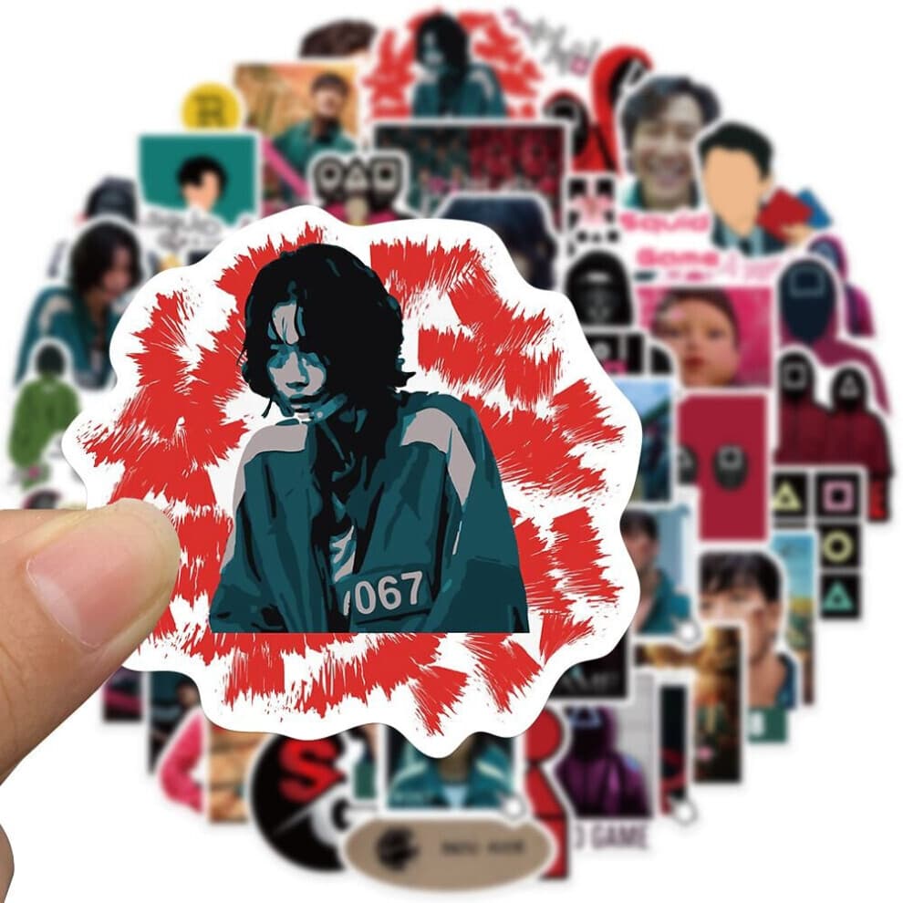 50pcs Squid Game Stickers Round Six 456 Laptop Skateboard Guitar Phone