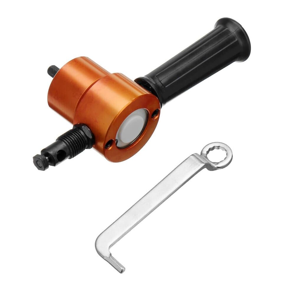 (Orange) Blue or Orange Double Head Sheet Metal Cutting Nibbler, Drill Attachment, Metal Cutter