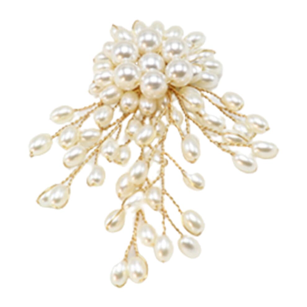 Exaggerated Elegant Pearl Flower Brooch Pin Badge for Women Girls