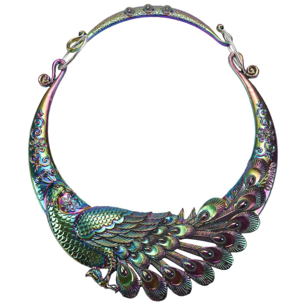 Retro Ethnic Carved green Big Necklace Women