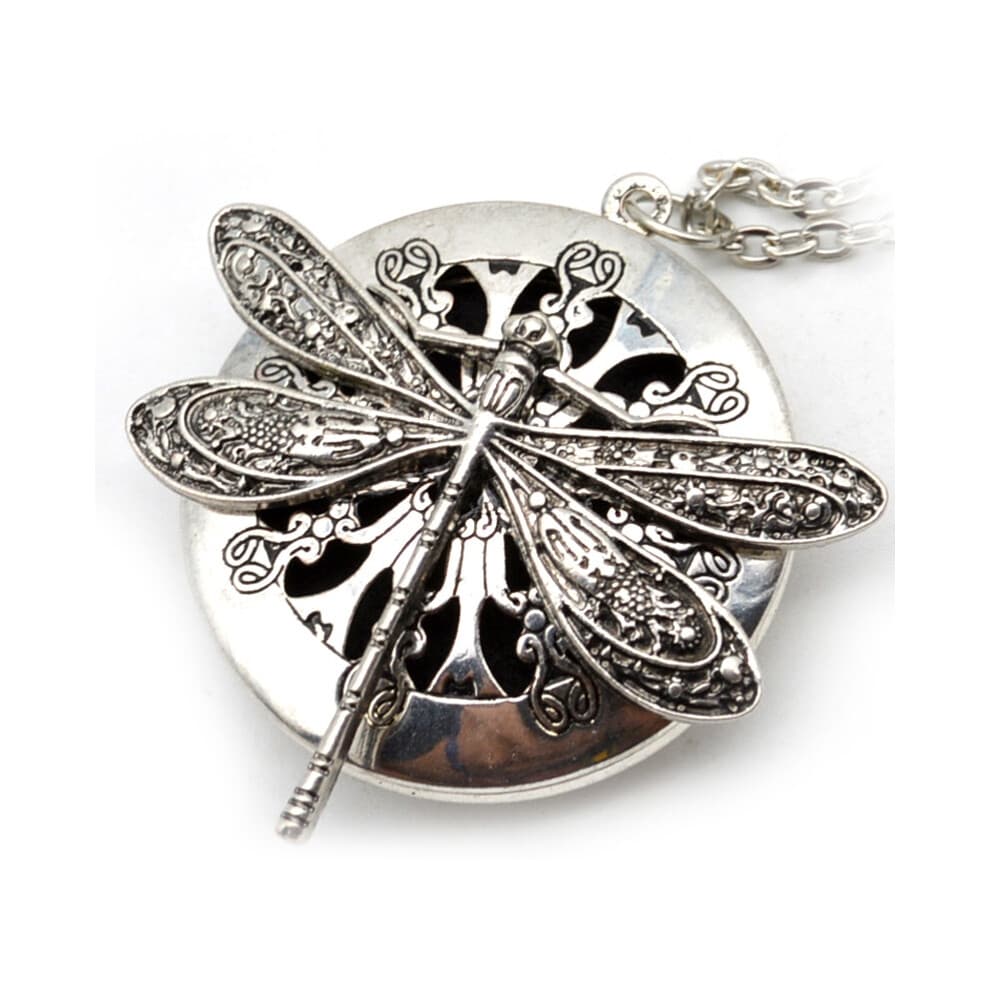 1Pc Antique Silver Dragonfly Aromatherapy Diffuser Pendant Necklace