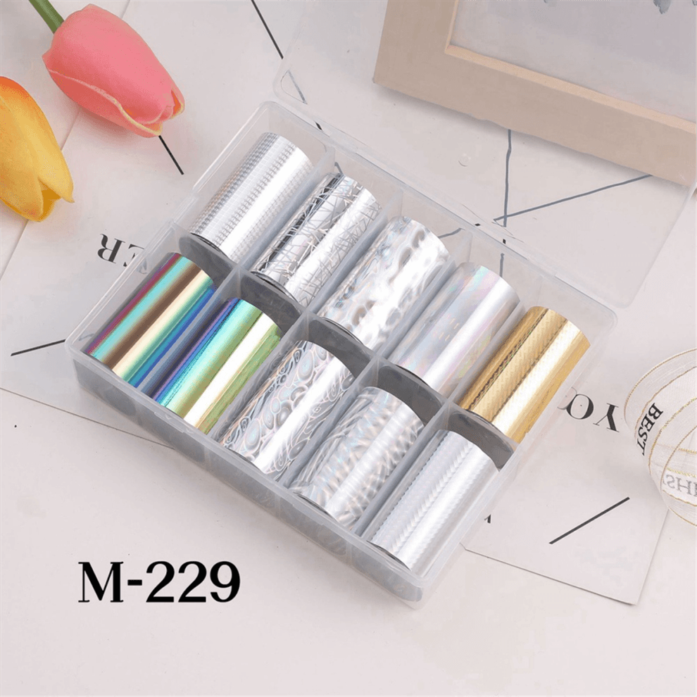 10 Rolls Nail Foils Polish Stickers Metal Color Starry Paper