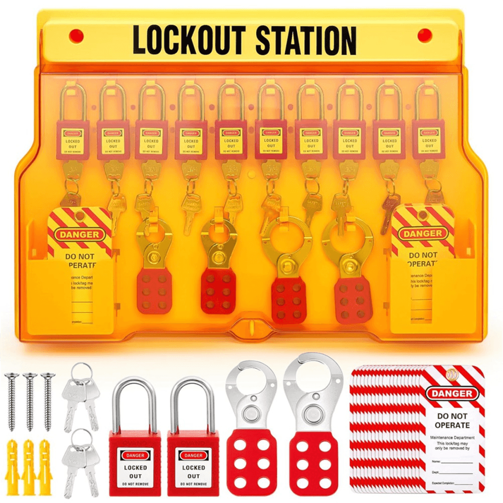 Lockout Tagout Kits, Station with Devices for Industrial, Electric Power, Machinery