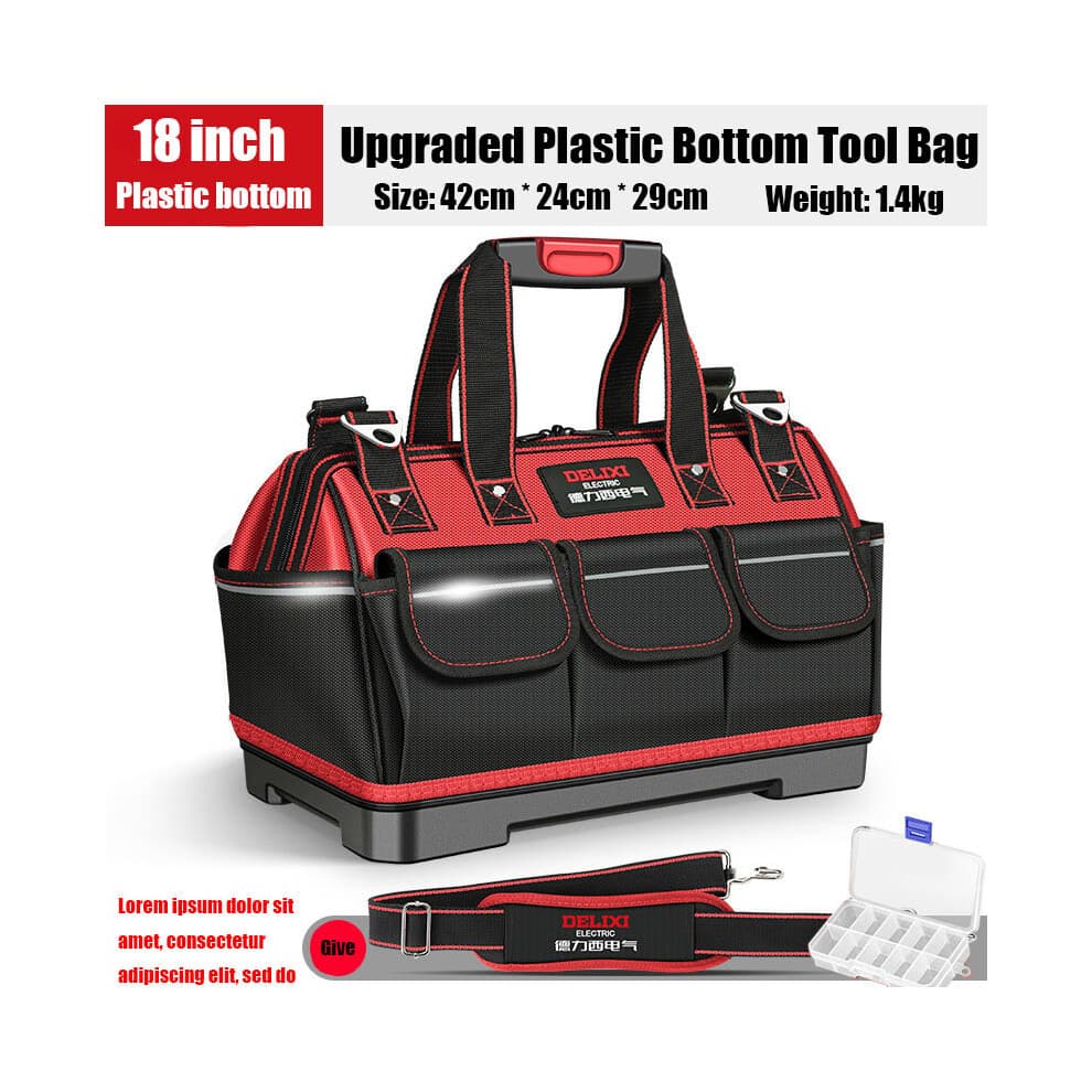 (18 Inch Upgrade)2023 1680D Oxford Cloth Tool Bag Professional Electrician Wrench Waterproof Working Multifunction Organizing Storage Tool