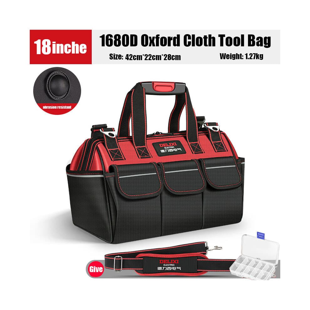 (18 Inch Classic)2023 1680D Oxford Cloth Tool Bag Professional Electrician Wrench Waterproof Working Multifunction Organizing Storage Tool