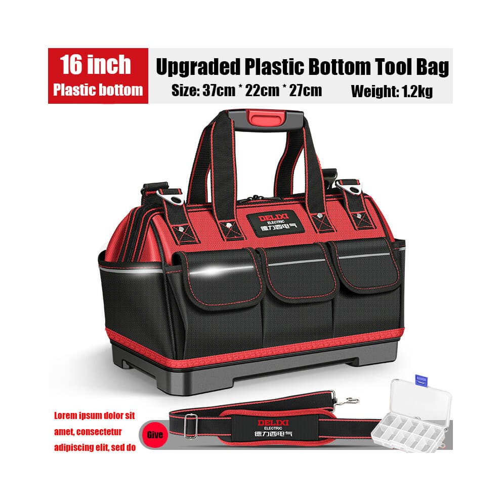 (16 Inch Upgrade)2023 1680D Oxford Cloth Tool Bag Professional Electrician Wrench Waterproof Working Multifunction Organizing Storage Tool