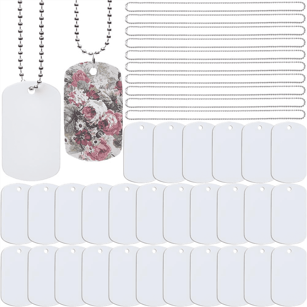 1 Box 45pcs Sublimation Dog Tag Blanks with Chain Heat Transfer