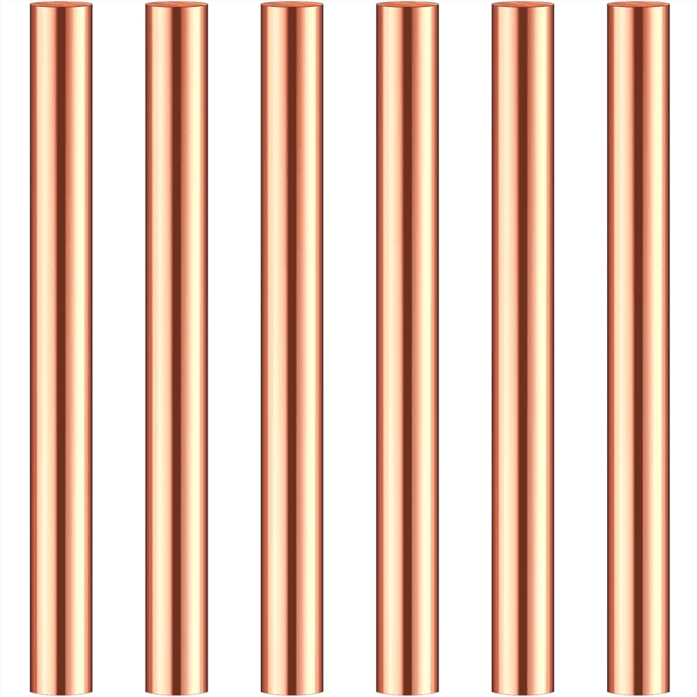 6Pcs Pure Copper Round Rod 3.94inch Length 0.39inch Diameter Bare