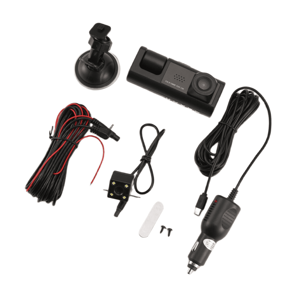 3 Camera Dash Cam 1080P 2 Inch Screen Dashcam Black Driver Recorder