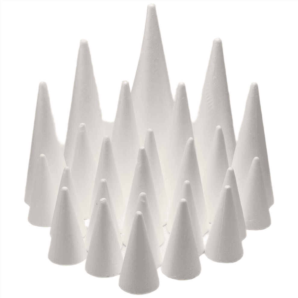 24Pcs Craft Foam Cones, for Christmas Tree, School, DIY Project