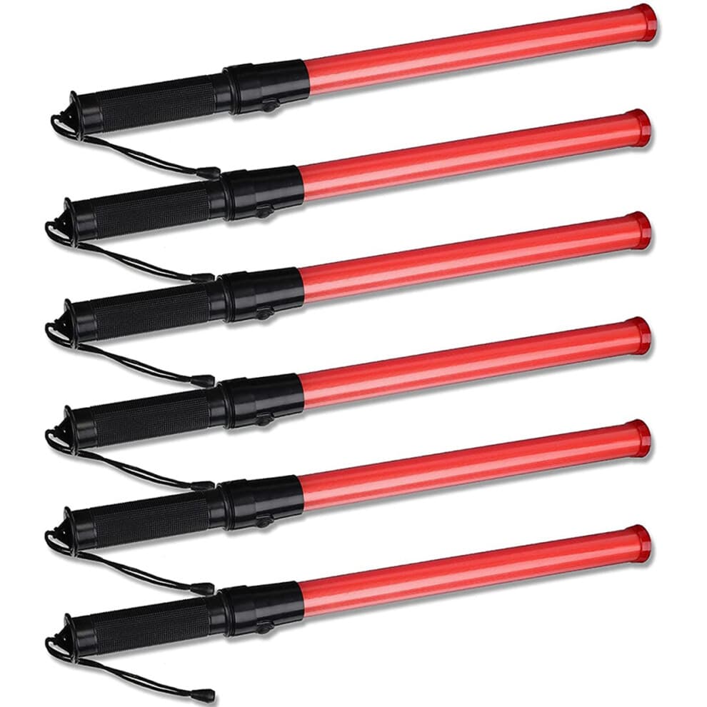 6 Pieces 41cm Signal Traffic Wand Safety Lighted LED with 2 Flashing P