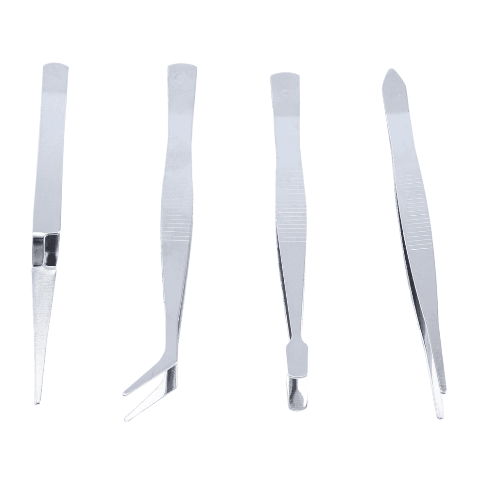 4Pcs/Set Precision Tweezers Stainless Steel Thick