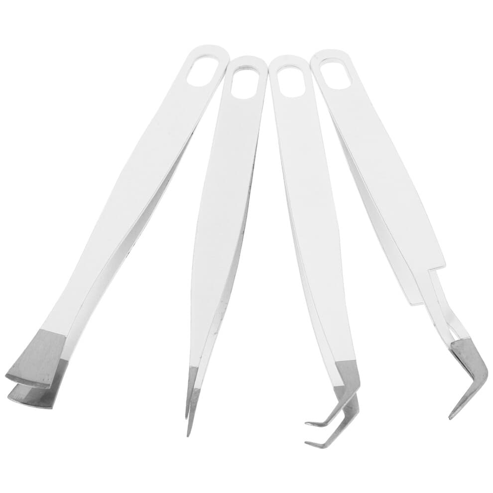 4pcs Tweezers For Stamps Stainless With Comfortable Grip