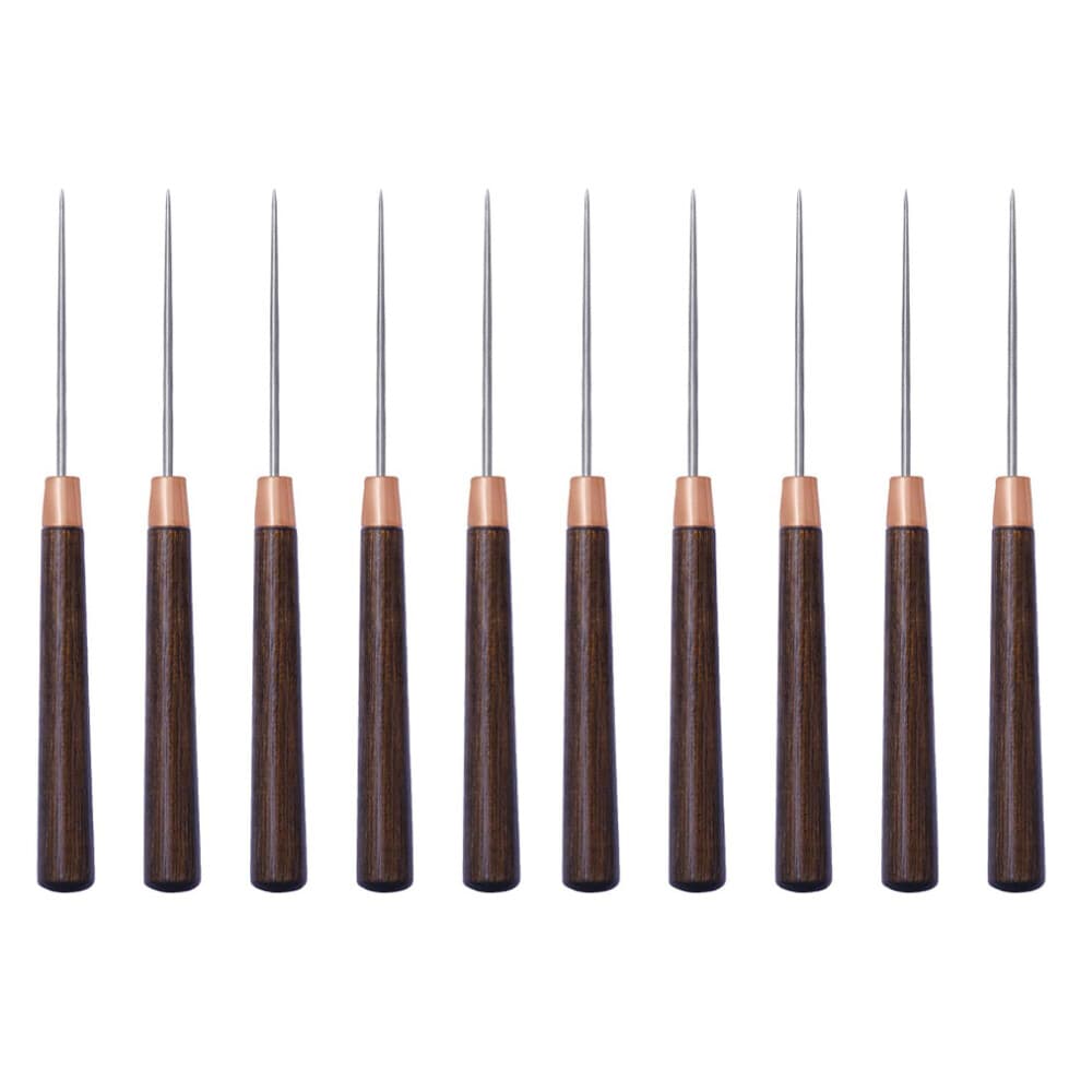 10 Pcs Fine Handle Awls Wooden Tools Hole Punch Stainless Steel