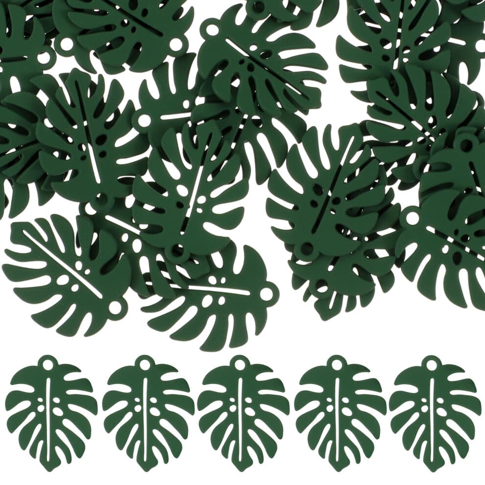 50 Pcs Diy Accessories Keychain Earrings Leaf Charm Monstera Jewelry