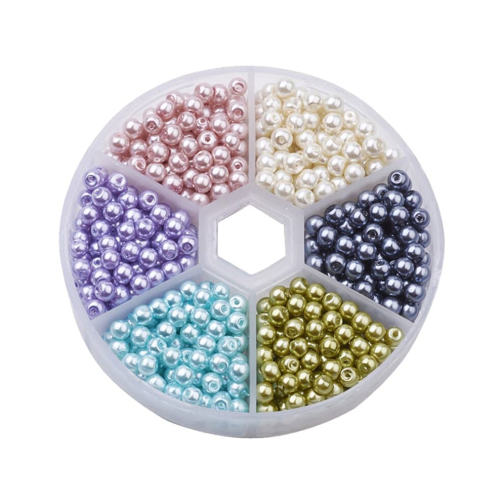 1 pack 4mm round glass beads for diy jewelry, mixed style, 810 pcs