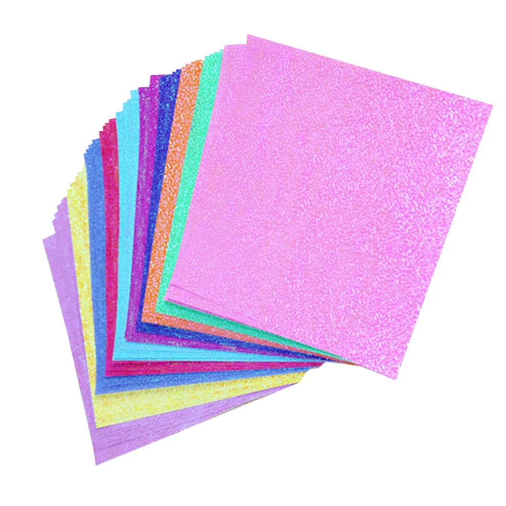 Mlins  50 Pcs Glitter Origami Paper Foil Shiny Folding Colored Child